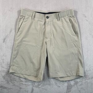 Under Armour Match Play Golf Shorts Men 32 Beige HeatGear Performance 10" NWOT